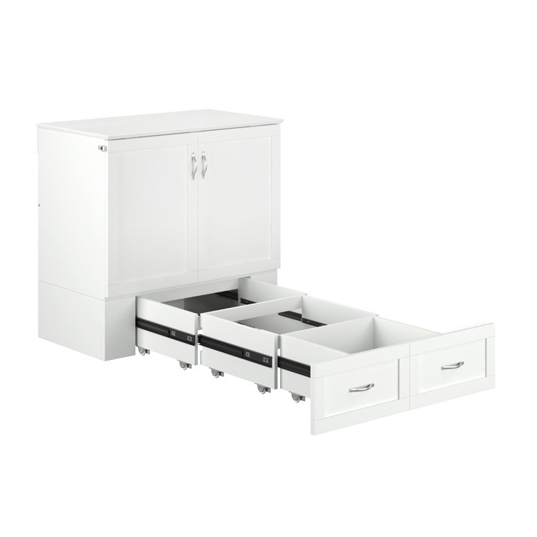 Audet Solid Wood Storage Murphy Bed with Charging Station and Mattress Included